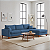 Sofá Lunaro Com Chaise Direito 4 Lugares em Linho Impermeável Azul - Imagem 1