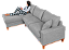 Sofá Lunaro Com Chaise Esquerdo 4 Lugares em Linho Impermeável Cinza - Imagem 3