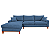 Sofá Lunaro Com Chaise Esquerdo 4 Lugares em Linho Impermeável Azul - Imagem 4