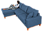 Sofá Lunaro Com Chaise Esquerdo 4 Lugares em Linho Impermeável Azul - Imagem 3