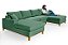 Sofá Torvani Com Chaise Dupla 3,15m em Linho Verde - Imagem 6