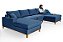 Sofá Torvani Com Chaise Dupla 3,15m em Linho Azul - Imagem 5