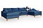 Sofá Torvani Com Chaise Dupla 3,15m em Linho Azul - Imagem 1