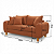 Sofá em Bouclê Terracota Living 3 Lugares 185cm + Par de Puff - Imagem 2