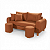 Sofá em Bouclê Terracota Living 3 Lugares 185cm + Par de Puff - Imagem 5