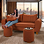 Sofá em Bouclê Terracota Living 3 Lugares 185cm + Par de Puff - Imagem 1