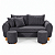 Sofá em Bouclê Cinza Living 3 Lugares 185cm + Par de Puff - Imagem 3