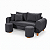 Sofá em Bouclê Cinza Living 3 Lugares 185cm + Par de Puff - Imagem 4