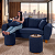 Sofá em Bouclê Azul Living 3 Lugares 185cm + Par de Puff - Imagem 1