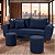 Sofá em Bouclê Azul Living 3 Lugares 185cm + Par de Puff - Imagem 11