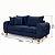 Sofá em Bouclê Azul Living 3 Lugares 185cm + Par de Puff - Imagem 2