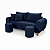 Sofá em Bouclê Azul Living 3 Lugares 185cm + Par de Puff - Imagem 4