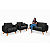Conjunto Namoradeira Mais 2 Poltronas Dallas em Courino Preto - Imagem 3