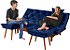 Sofa Cama Azul Marinho Casal 3 Lugares Caribe + 2 Banquetas em Suede - Imagem 1