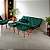 Sofa Cama Caribe Verde Casal 3 Lugares + 2 Banquetas em Suede - Imagem 2