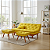 Sofá Cama Courino Amarelo Reclinável Caribe + Duas Banquetas Rubi - Imagem 3