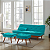 Sofá Cama Courino Azul Turquesa Reclinável Caribe + Duas Banquetas - Imagem 2