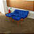 Sofá Cama Courino Azul Marinho Reclinável Caribe + Duas Banquetas - Imagem 3