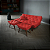 Sofá Cama Courino Vermelho Reclinável Caribe + Duas Banquetas Rubi - Imagem 3