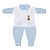 Conjunto Bebê Masculino Colete e Macacão Manga Longa Realeza Azul Bebê e Branco - Imagem 1