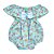 Body Bebê Feminino Manga Curta Cristal Azul com Estampa Floral - Imagem 1