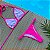 Biquíni Cortininha e Calcinha Fita com Regulagem Rosa Neon - Imagem 2
