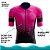 Camisa Ciclismo Pro Tour Premium Respingos Rosa Proteção UV+50 Barra Siliconada - Imagem 4