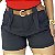 Short Alfaiataria Feminino Social Cintura Alta Com Cinto Com Bolso - Imagem 4
