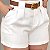 Short Alfaiataria Feminino Social Cintura Alta Com Cinto Com Bolso - Imagem 9