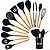 Kit 12 Peças Utensílios Cozinha Silicone Cabo Madeira decoração elegante livre BPA premium chef - Imagem 10