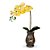 Arranjo de orquídea artificial amarela de seda no vaso de vidro decorativo - Imagem 4