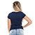 Camiseta Básica Baby Look Azul Marinho Feminina Navy Lisa 100% Algodão P/M/G/GG - Imagem 2
