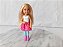 Boneca Chelsea coleção Barbie, saia rosa de bolas, usada   14 cm - Imagem 1