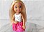 Boneca Chelsea coleção Barbie, saia rosa de bolas, usada   14 cm - Imagem 3