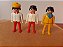 Playmobil Geobra 1974 lote 3 bonecos amarel e branco/vermelho , usados - Imagem 1