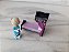Miniatura Disney de vinill Elsa criança (3,5+0,5 cm) e cama real 4,5 cm comprimento do Frozen - Imagem 4