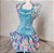 Roupa de Cartela Barbie anos 90 vestido azul + bolero florido Mattel - Imagem 2