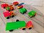 Miniatura caminhões de construção de plástico neon, lote de 8, usados - Imagem 3