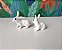 Miniatura bibelôs de porcelana coelhos brancos - Imagem 5