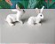 Miniatura bibelôs de porcelana coelhos brancos - Imagem 3