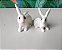 Miniatura bibelôs de porcelana coelhos brancos - Imagem 2