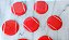 Futebol de botão vermelho com listras laterais brancas aparência madrepérola , 4 cm diametro - Imagem 5