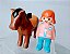 Playmobil 123, cavalo marrom e boneca de blusa rosaa - Imagem 1
