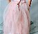 Barbie loura vestido rosa esvoaçante longo usada - Imagem 6