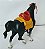 Anos 90, miniatura Disney cavalo preto Khan da Mulan com. acessórios  danificados , removíveis 15x15 cm - Imagem 3