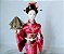 Boneca gueixa japonesa de quimono, estática com base de madeira, sem marca, 24 cm - Imagem 2