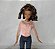 Barbie negra cabelos encaracolados de jeans e blusa rosa, mãos danificadas - Imagem 3