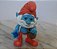 Papa Smurf articulado com bolsa e segurando um cristal azul 7 cm, Peyo/ Jakks 2011 - Imagem 1