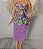 Roupa vintage da Barbie vestido floral roxo Pretty choices 1987 - Imagem 1