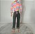 Roupa para Barbie; calça Capri barra virada da Barbie Lara Generation girl 1998 e blusa arco iris pastel - Imagem 3
